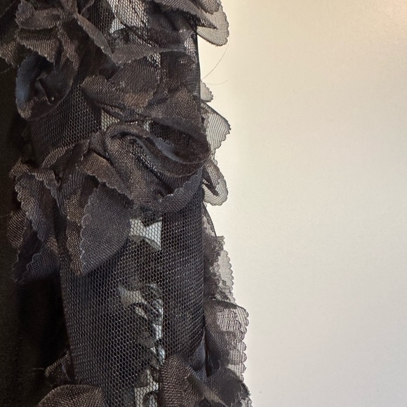 Elegant Black Dress with Floral Sleeves by Laura - Picture 3 of 6